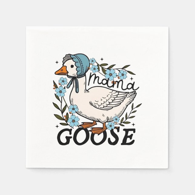 Mama Goose Albern Goose Mütter Day Serviette (Vorderseite)