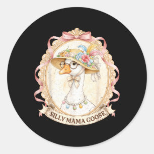 Mama Goose Vintage für Kinder Mädchen Frauen Mutte Runder Aufkleber