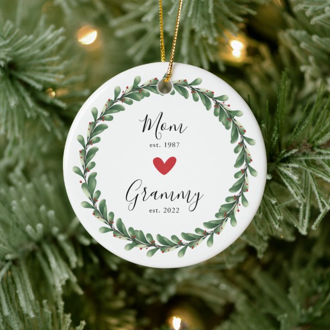 Mama | Grammy Year Est. Keramik Ornament (Baum)