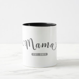 MAMA Gray Leather Est. etablierte Grafik Tasse