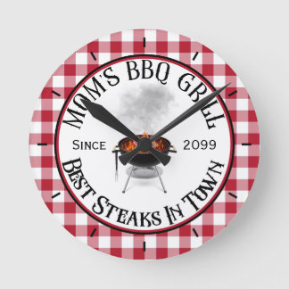 Mama GRILLEN Grill Beste Steaks in der Stadt Runde Wanduhr