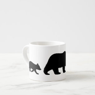 Mama Grizzlybär mit Jungen Silhouetten Wildtiere Espressotasse
