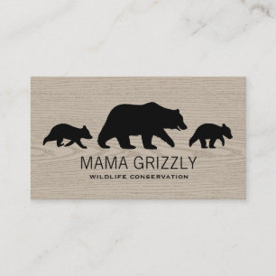 Mama Grizzlybär mit Silhouetten von Jungen Wildlif Visitenkarte