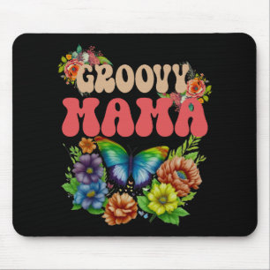 Mama Groovy Floral, Retro Mütter Tag farbenfroh Mousepad