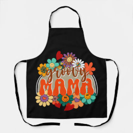 Mama Groovy Floral, Retro Vintage Mama Schürze