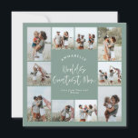 Mama grün elegant moderne minimale Foto Collage Einladung<br><div class="desc">Weltbeste Mama Drehbuch elegante moderne minimalgrün personalisiertes Foto Collage einfache saubere Linien Mütter Tageskarte</div>
