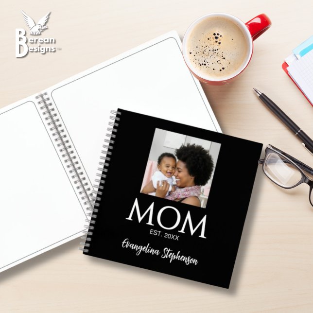 Mama gründete Caps Journal für Mütter Notizbuch (MOM ESTABLISHED Photo Notebook with customizable photo and year. Ideal gift for Mother's Day. )