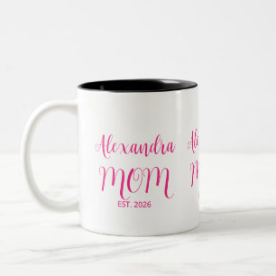 Mama gründete Pink Script Name Zweifarben-Kaffee Zweifarbige Tasse