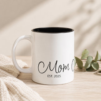 Mama gründete Schwarze Schrift Custom Jahr Zweifarbige Tasse