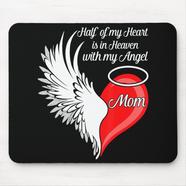 Mama halb Herz ist mit meinem Engel im Himmel Mousepad (Vorne)