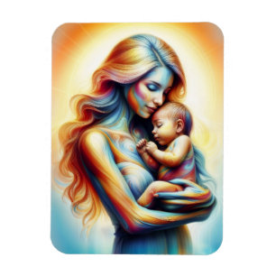 Mama hält Baby leuchten zart umarmt Kunst Magnet