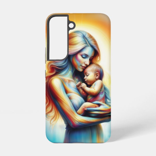 Mama hält Baby leuchten zart umarmt Kunst Samsung Galaxy Hülle (Rückseite)