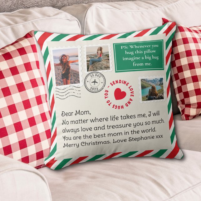 Mama Handgeschriebener Letter Foto Collage Weihnac Kissen (Von Creator hochgeladen)