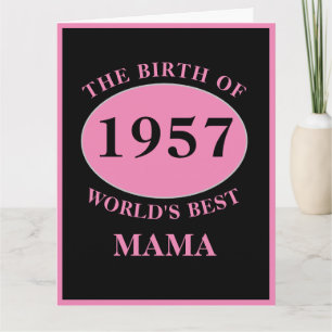 Mama Happy Birthday Monogram Name Year Pink Large Karte