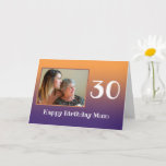 Mama Happy Birthday Text Year Foto-Vorlage Karte<br><div class="desc">Ein modernes Farbschema auf dieser personalisierten Geburtstagskarte für Mama mit einem speziell für Sie erstellten Bild.  Die verbrannte orange bis lila Flut hebt das Foto im Quadrat hervor. Einfach ein Foto hinzufügen,  jedes Jahr und Nachrichten an der Front und innen. Matching Tasse in unserem Geschäft verfügbar.</div>