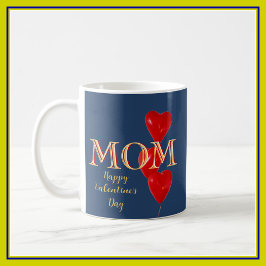 Mama Happy Valentine's Day Hearts Blue Red Kaffeetasse