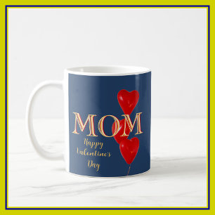 Mama Happy Valentine's Day Hearts Blue Red Kaffeetasse