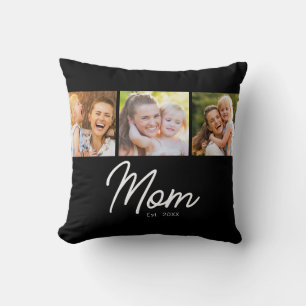Mama hat 3 Foto Schrift Schwarz Kissen