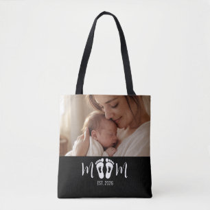 Mama hat Baby Fußabdrücke Schrift Schwarz Foto