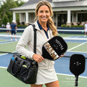 Mama hat die Kinderzahl Chic Schwarz 3 Foto einger Pickleball Schläger
