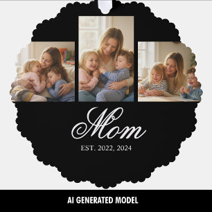 Mama hat drei Foto-Erinnerungsstücke eingerichtet Ornament Karte