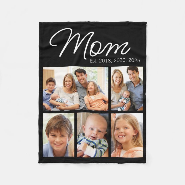 Mama hat einen trendigen 5er-Foto-Collage eingeric Fleecedecke (Vorderseite)
