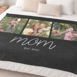 Mama hat Elegant Script Black 3 Foto erstellt Fleecedecke