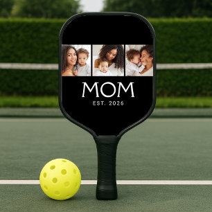 Mama hat elegante Schriftart Schwarz 3 Foto Pickleball Schläger