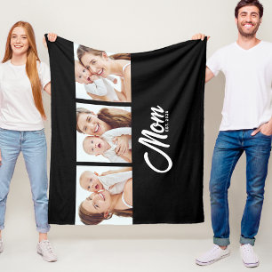 Mama hat elegantes Skript Schwarz 3 Foto erstellt Fleecedecke