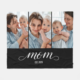 Mama hat elegantes Skript Schwarz 3 Foto erstellt Fleecedecke