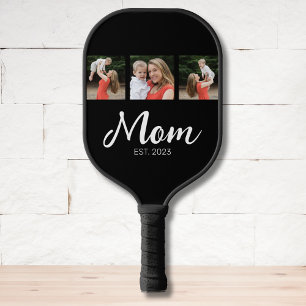 Mama hat elegantes Skript Schwarz 3 Foto erstellt Pickleball Schläger