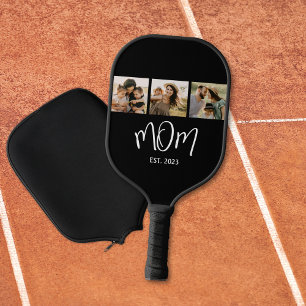 Mama hat elegantes Skript Schwarz 3 Foto Pickleball Schläger