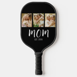 Mama hat elegantes Skript Schwarz 3 Foto Pickleball Schläger