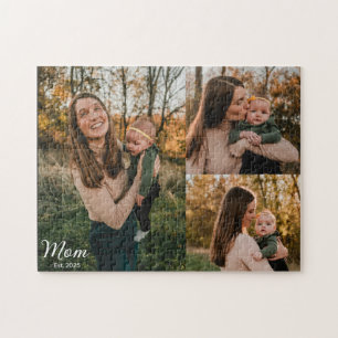 Mama hat elegantes Skript Schwarz 3 Foto Puzzle
