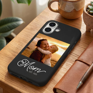 Mama hat elegantes weißes Skript-Foto Schwarz eing iPhone 16 Hülle