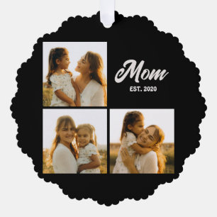 Mama hat es geschafft Schrift Schwarz 3 Foto Ornament Karte