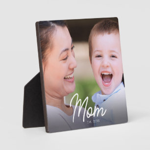 Mama hat Foto Schwarz Schrift Minimal Elegant Fotoplatte