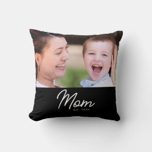 Mama hat Foto Schwarz Schrift Minimal Elegant Kissen
