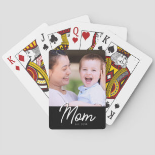 Mama hat Foto Schwarz Schrift Minimal Elegant Spielkarten