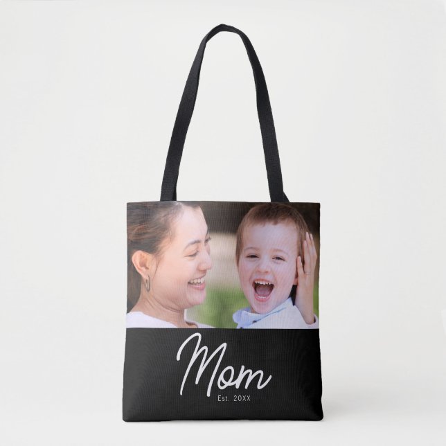 Mama hat Foto Schwarz Skript Minimal Elegant (Vorderseite)