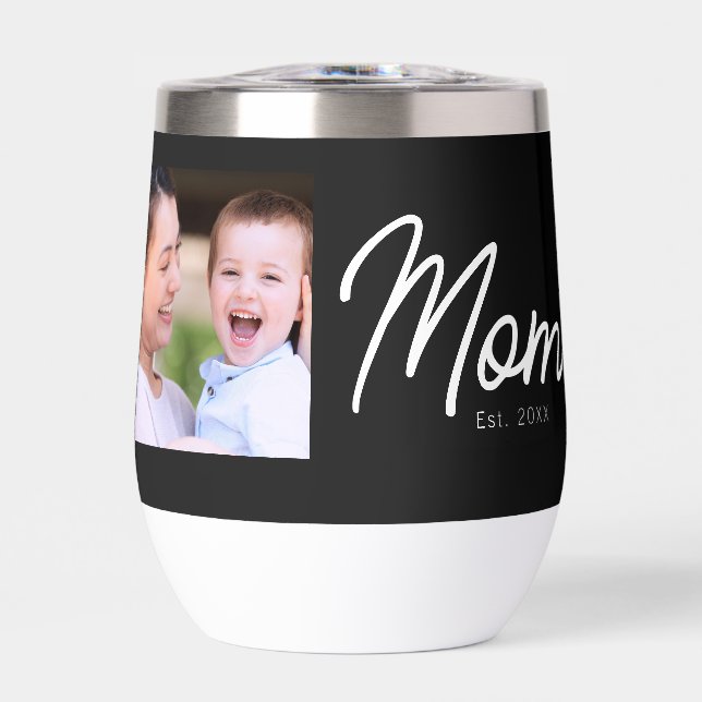 Mama hat Foto Schwarz Skript Minimal Elegant (Vorderseite)