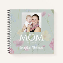 Mama hat grüne Wildblumen neu Mama eingerichtet Notizbuch