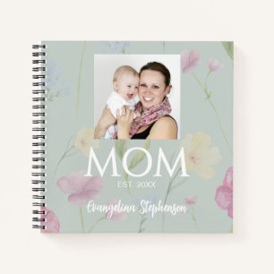 Mama hat grüne Wildblumen neu Mama eingerichtet Notizbuch