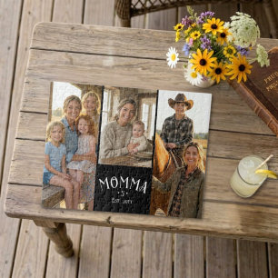 Mama hat Kinderzahl Chic Schwarz 3 Foto Puzzle