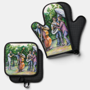 Mama hat mich nie vor Tuba-Spielern gewarnt. Ofenhandschuh & Topflappen-Set