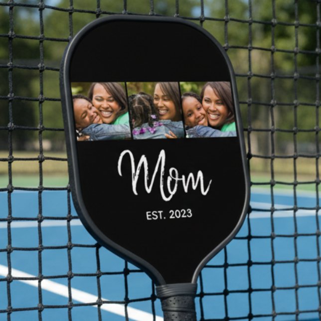 Mama hat Modern Bold Script Schwarz 3 Foto etablie Pickleball Schläger (Von Creator hochgeladen)