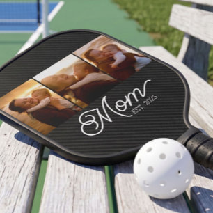 Mama hat moderne Schriftart Schwarz 3 Foto Pickleball Schläger