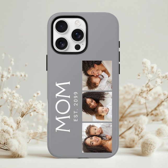 Mama hat moderne Typografie grau 3 Foto Case-Mate iPhone Hülle (Von Creator hochgeladen)