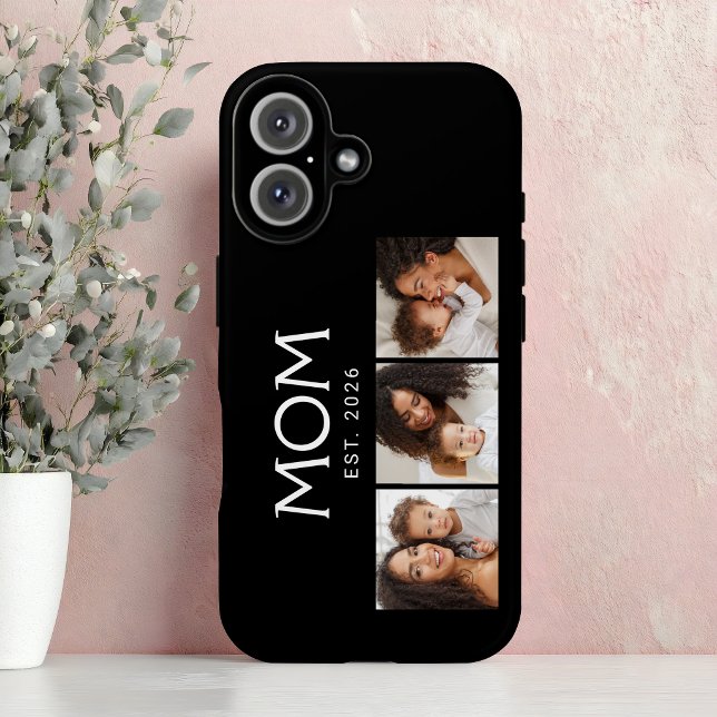 Mama hat moderne Typografie Schwarz 3 Foto Case-Mate iPhone Hülle (Von Creator hochgeladen)