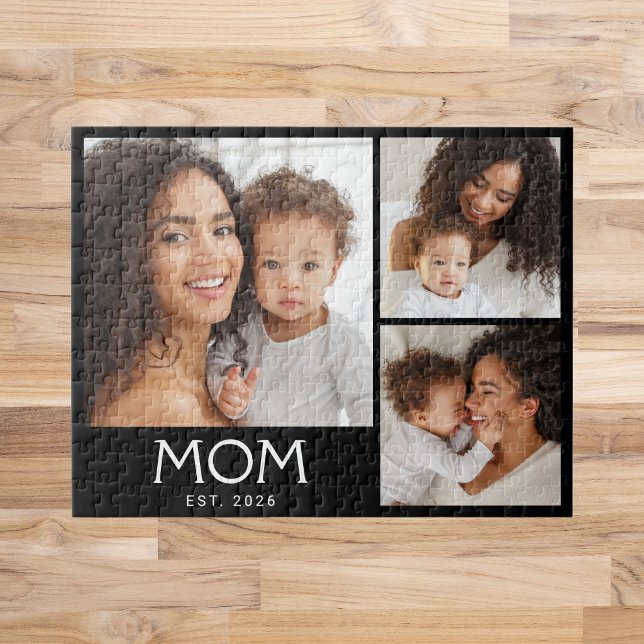 Mama hat moderne Typografie Schwarz 3 Foto  Puzzle (Von Creator hochgeladen)